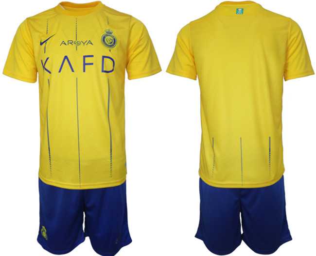 Mens Al Nassr Custom 2023-24 Yellow Away Soccer Jersey Suit->->Custom Jersey